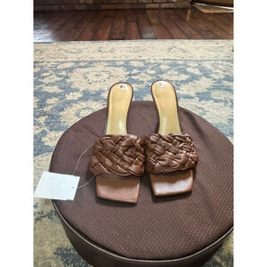 MARC FISHER | Brown Woven Heeled Mules Size 9.5